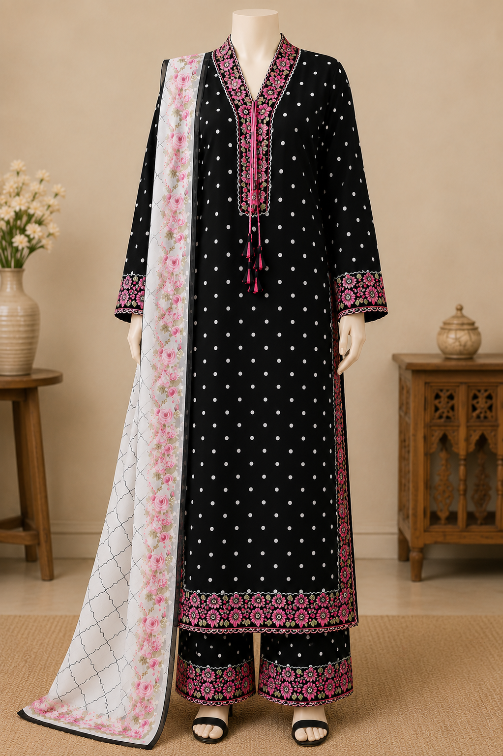 Classic Ebony  - Digital Printed Lawn 3 Piece Suit Unstitched