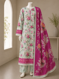 Cherry Blossom - Embroidered 3 Piece Suit Unstitched
