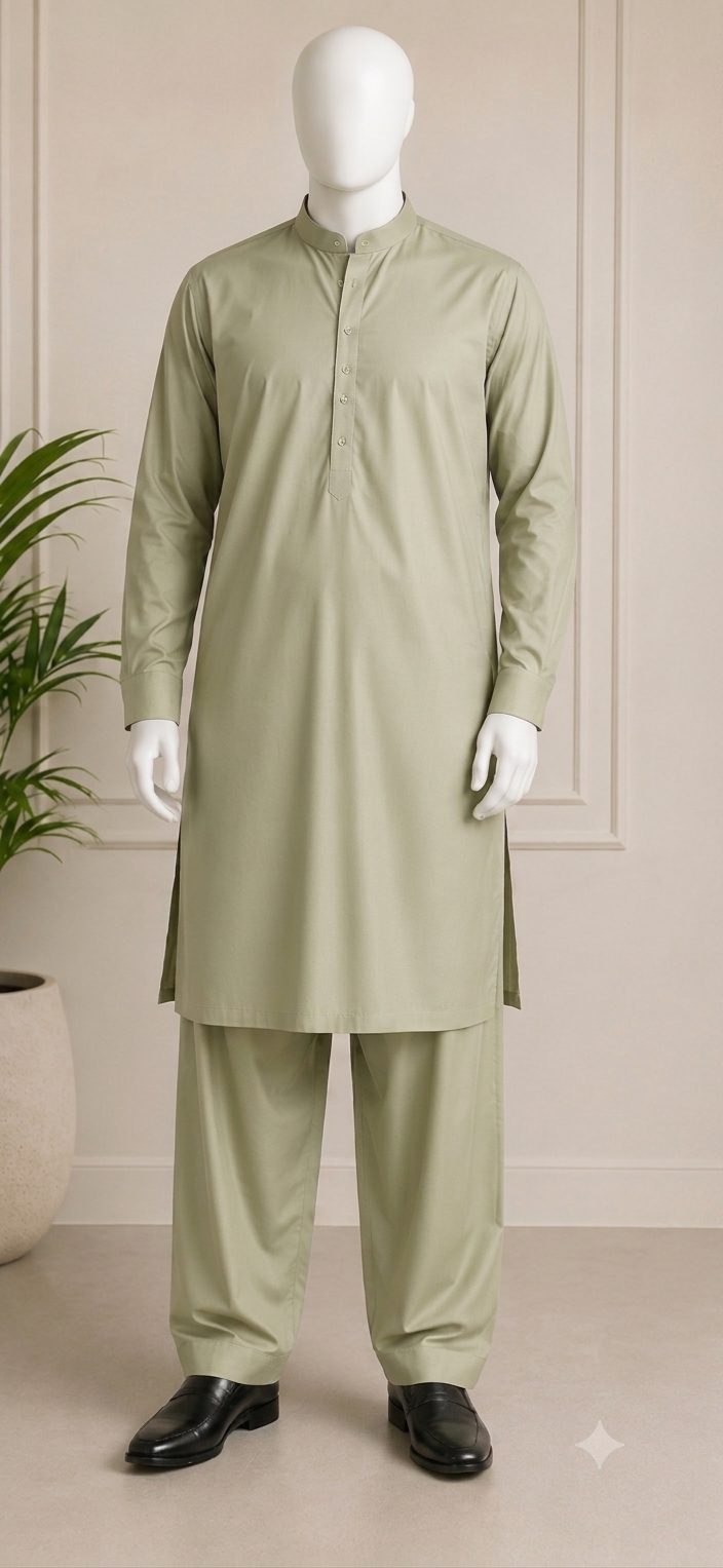 Olive Green - 2 Piece Cotton Suit