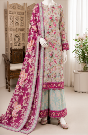 Cherry Blossom - Digital Printed Lawn 3 Piece Suit Unstitched