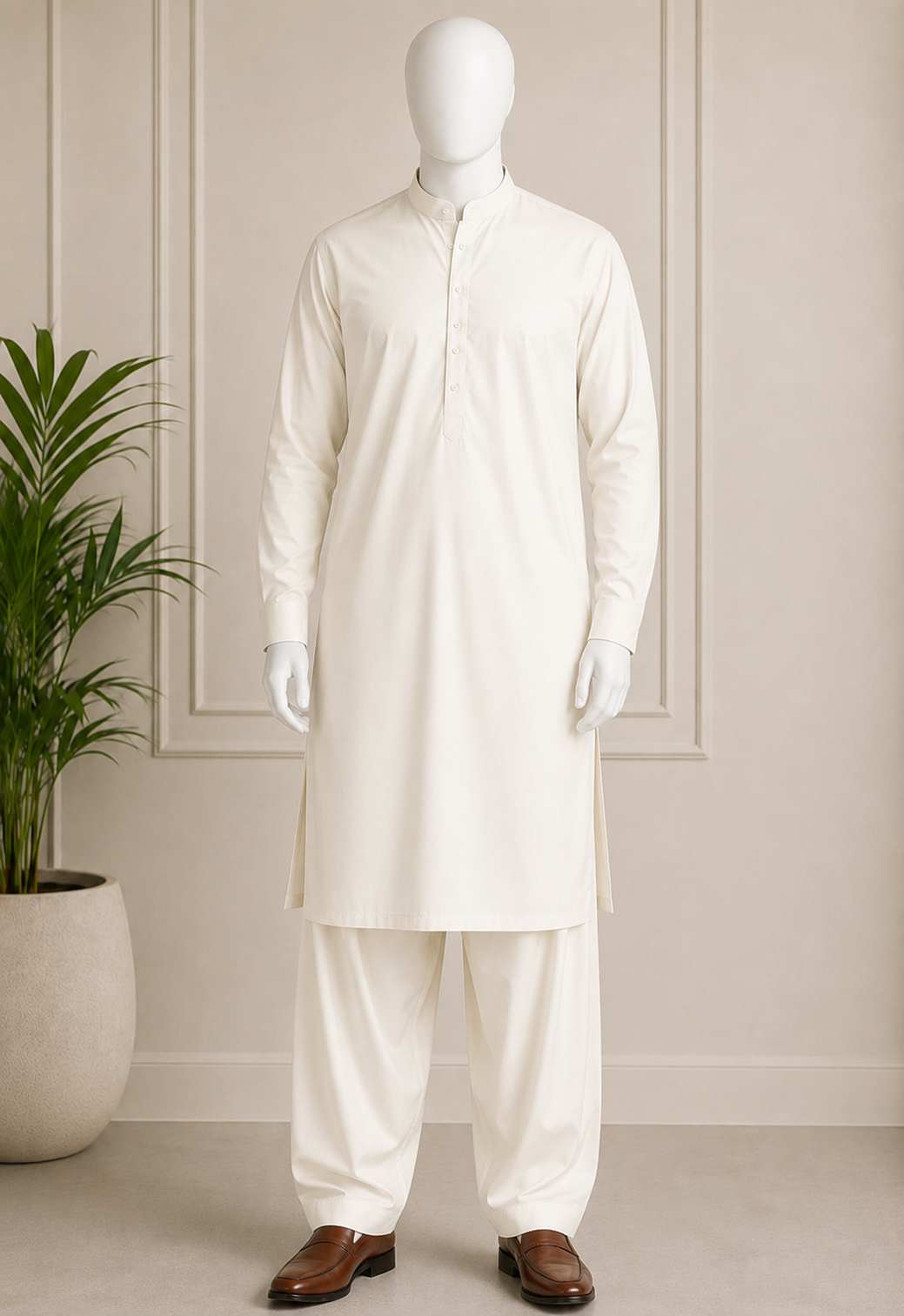 Creamy White - 2 Piece Cotton Suit
